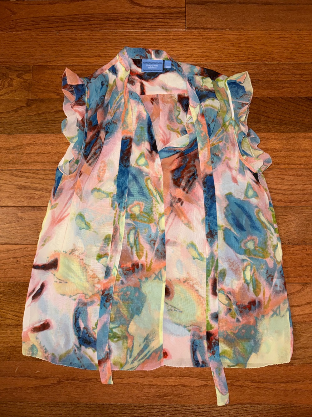 Simply Vera Vera Wang Pastel Multicolor Floral Ruffle Blouse